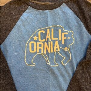 Old Navy California Bear Kids Raglan Tee - Blue and Dark Grey, Size Small (6/7)